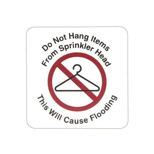 Sign - Do Not Hang Items from Sprinkler Head, White/Black & Red Print